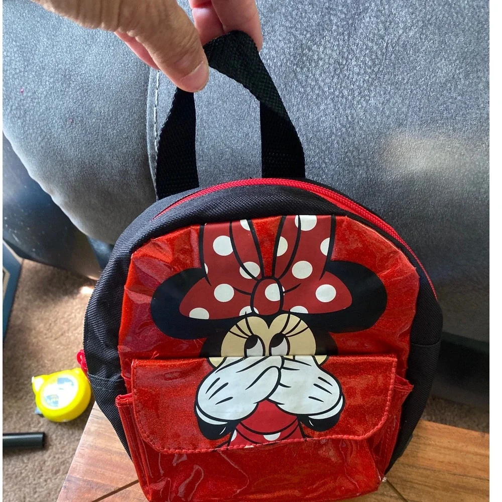 Disney Minnie‎ Mouse Backpack Toddler Kids School Bag Red Glitter